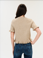 CLEO RUFFLE EDGING SWEATER--LATTE