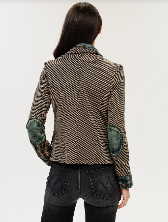 CLARRISA MIXED MEDIA DENIM JACKET--LEXINGTON CHECK