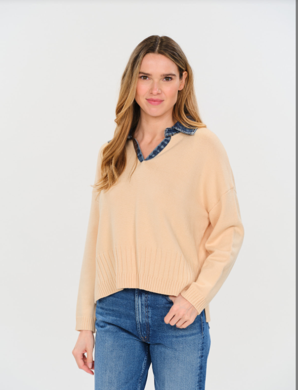 EILEEN MIXED MEDIA SWEATER--OFF WHITE
