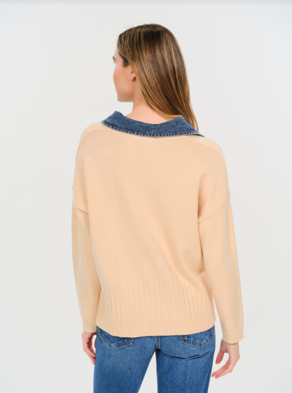 EILEEN MIXED MEDIA SWEATER--OFF WHITE