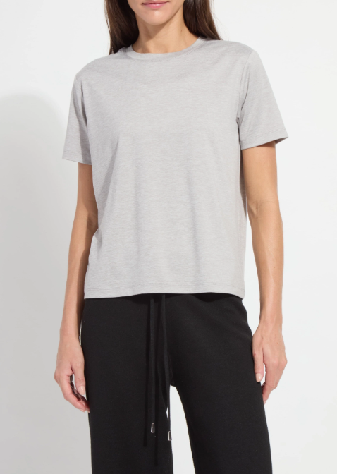 LYSSE PERFECT BOX CUT TEE--LT. GREY