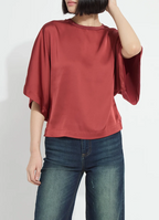 LYSSE GINGER MIX-MEDIA DOLMAN TEE--COPPER BLUSH