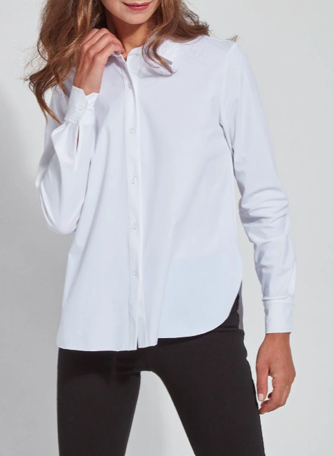 LYSSE CONNIE SLIM BUTTON DOWN--WHITE