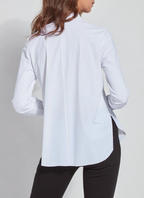 LYSSE CONNIE SLIM BUTTON DOWN--WHITE