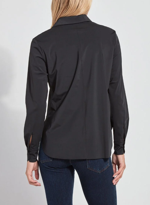 LYSSE CONNIE SLIM BUTTON DOWN--BLACK