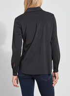 LYSSE CONNIE SLIM BUTTON DOWN--BLACK