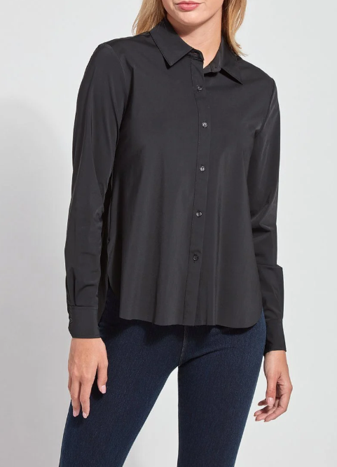 LYSSE CONNIE SLIM BUTTON DOWN--BLACK
