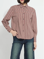 LYSSÉ  MARJORIE PLACED PRINT TRANSEASONAL CROSSOVER TOP