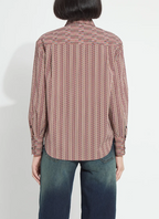 LYSSÉ  MARJORIE PLACED PRINT TRANSEASONAL CROSSOVER TOP