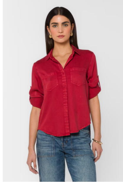 VELVET HEART RILEY LS TOP--FESTIVE RED