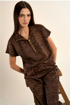 LEOPARD BROWN SLEEVELESS SWEAT TOP