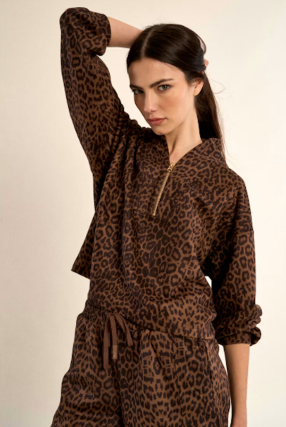 LEOPARD BROWN LS SWEATSHIRT