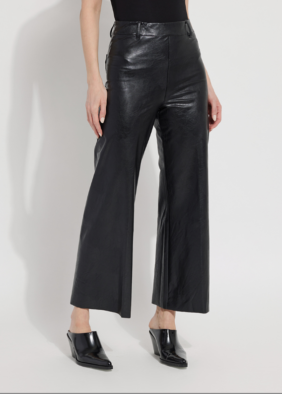 LYSSE HI WAIST VEGAN LEATHER WIDE LEG PANT BLACK