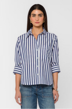 VELVET HEART VALENCIA STRIPE SHIRT--BLUE