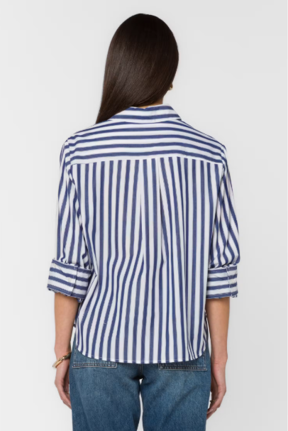VELVET HEART VALENCIA STRIPE SHIRT--BLUE