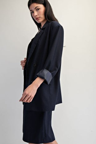OVERSIZED DOUBLE BREASTED JACKET--NAVY