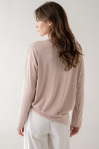 ASYMMETRIC HEM LIGHTWEIGHT SWEATSHIRT--DUSTY MAUVE
