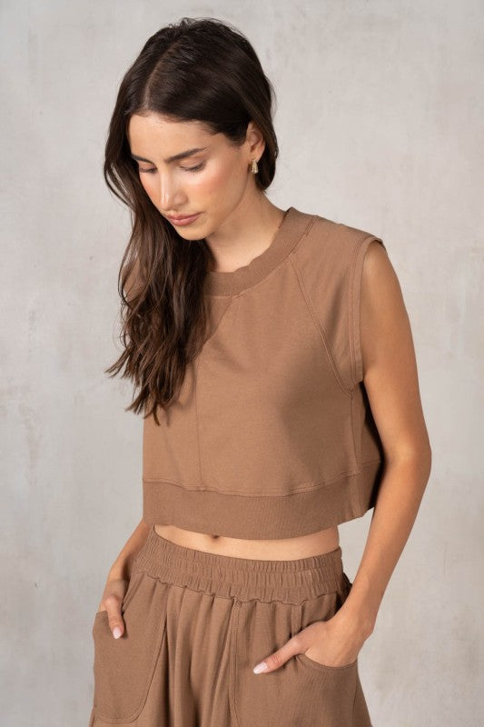 SOFT MODAL MUSCLE TANK--MOCHA
