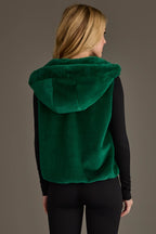 FAUX FUR VEST--GREEN