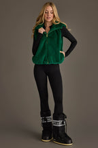 FAUX FUR VEST--GREEN