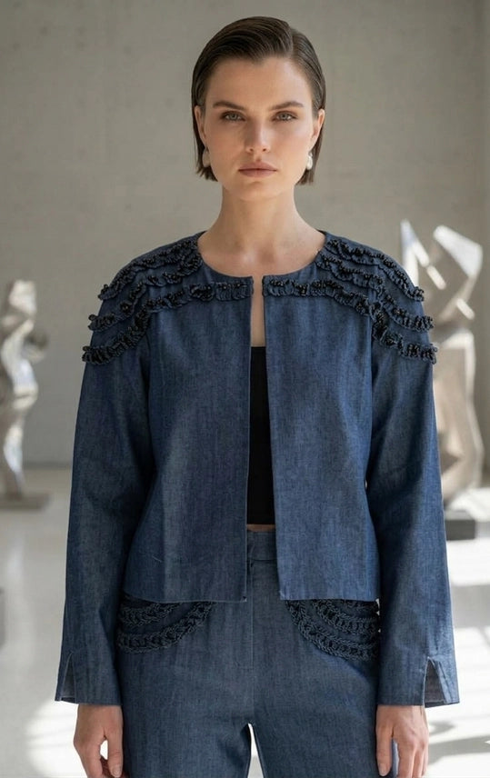 SOFT TENCEL TIERED RUFFLE JACKET
