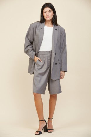 OVERSIZED DOUBLE BREASTED JACKET--GREY