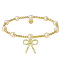 BARA PEARL BOW CHARM GOLD FILLED BRACELET