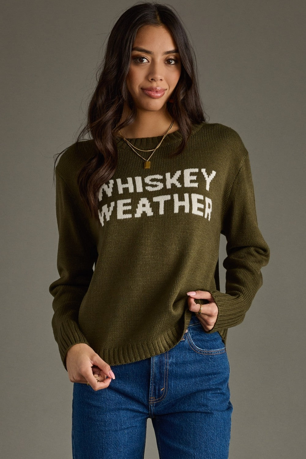 OLIVE WHISKEY WEATHER SWEATER