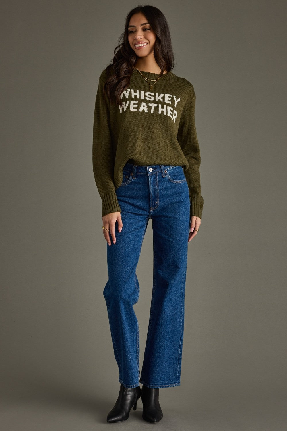 OLIVE WHISKEY WEATHER SWEATER
