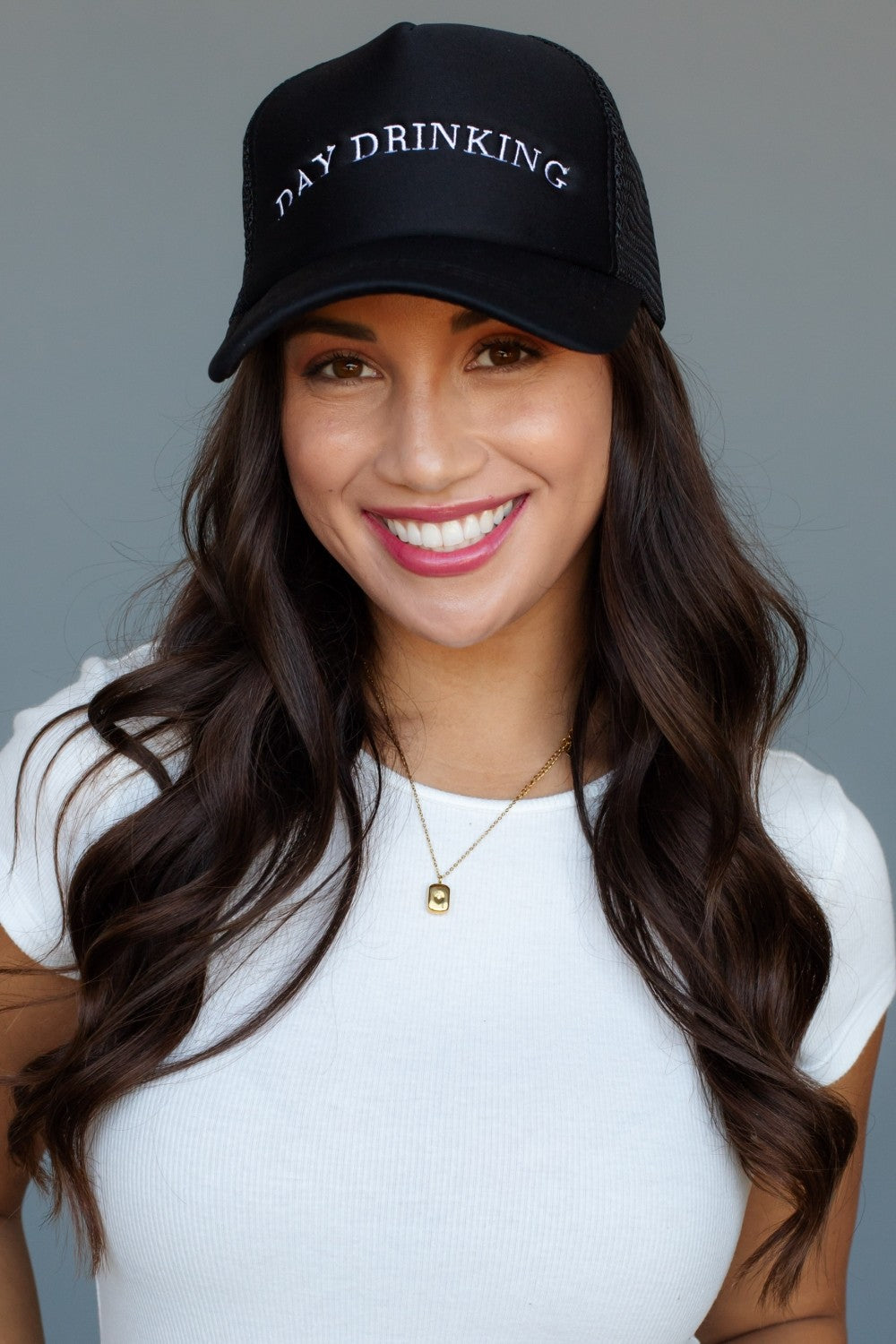 DAY DRINKING TRUCKER HAT--BLACK