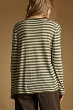 LS STRIPE KNITTED TOP--MATCHA