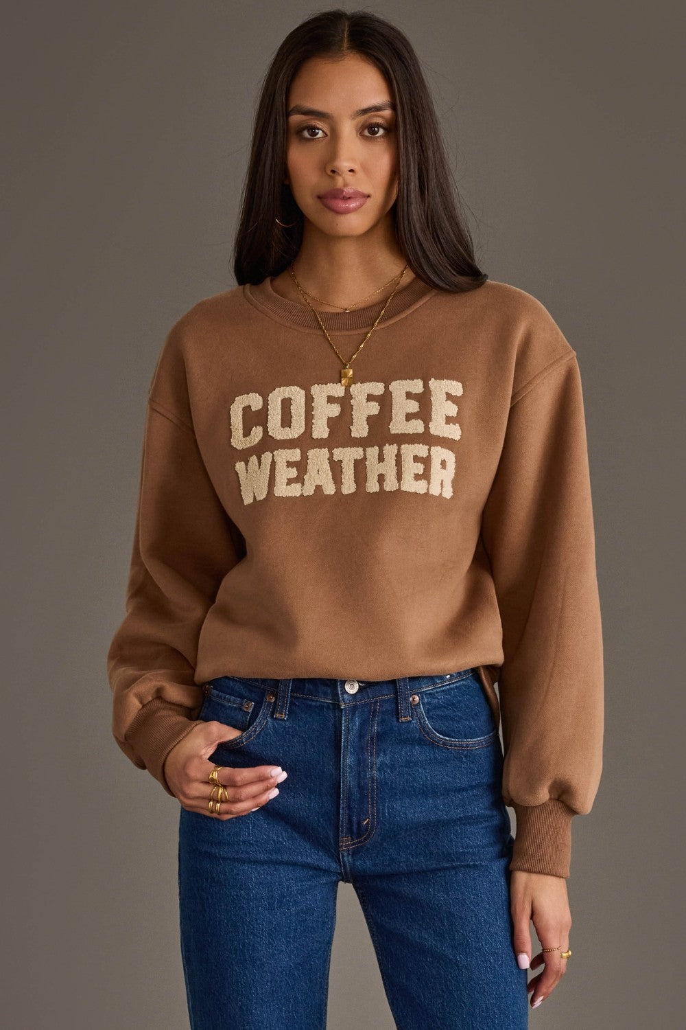LT. BROWN COFFEE WEATHER SWEATSHIRT