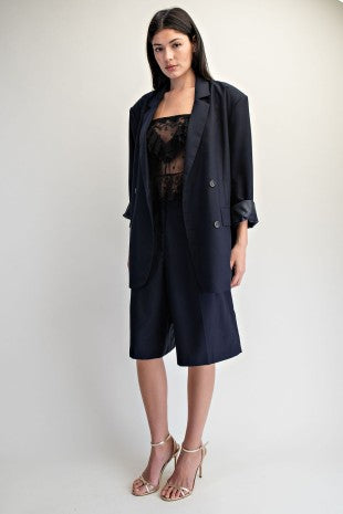 OVERSIZED DOUBLE BREASTED JACKET--NAVY