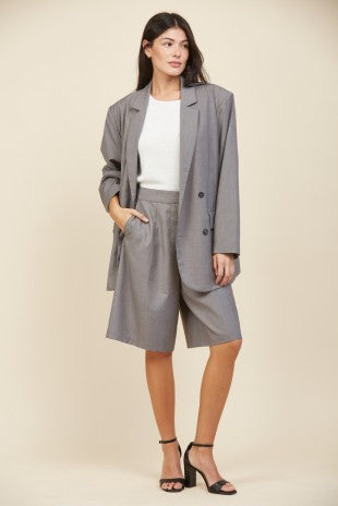 OVERSIZED DOUBLE BREASTED JACKET--GREY