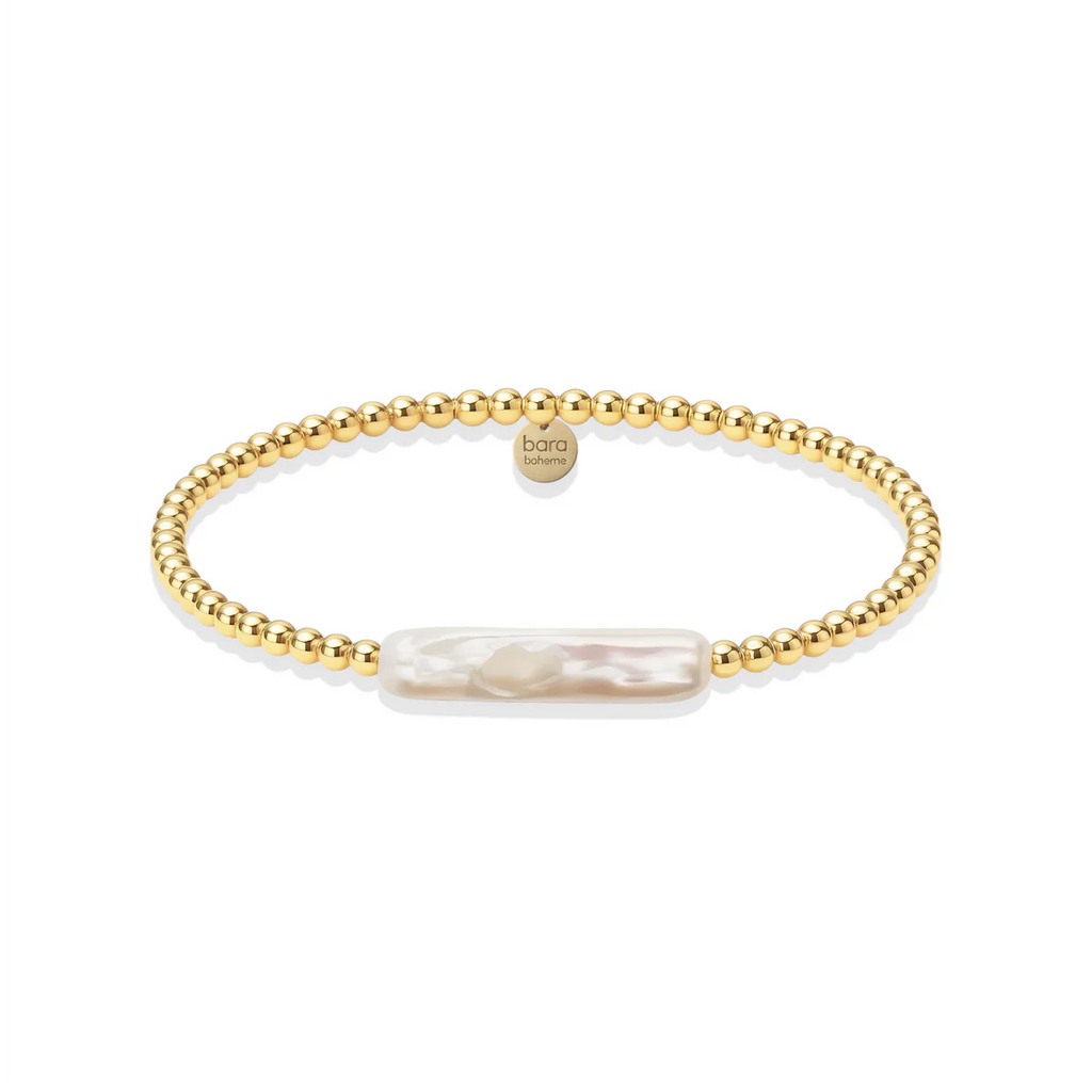 CHRISHELL GOLD FILLED BEADED BRACELET WITH PEARL