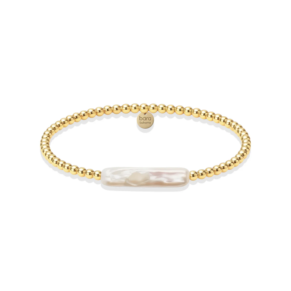 CHRISHELL GOLD FILLED BEADED BRACELET WITH PEARL