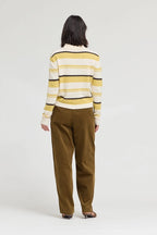 MOSS BROWN MID RISE BARREL PANTS