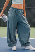 MW COTTON WIDE BALLOON PANTS--JUNGLE