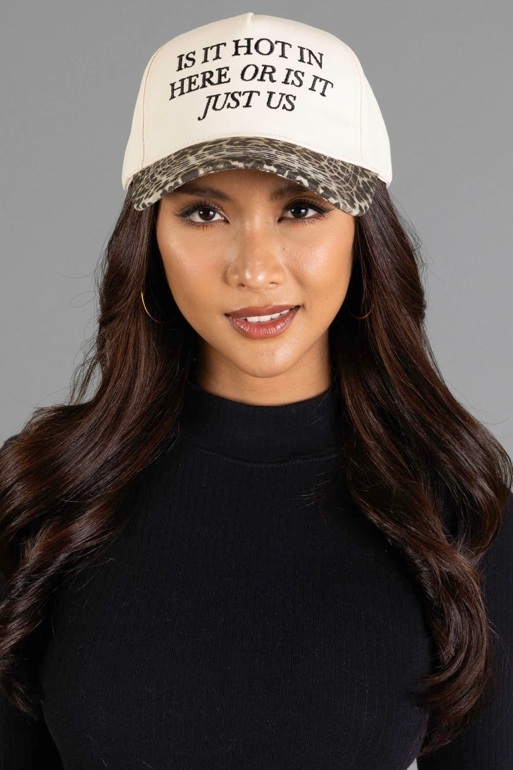 IS IT HOT IN HERE LEOPARD/IVORY TRUCKER HAT
