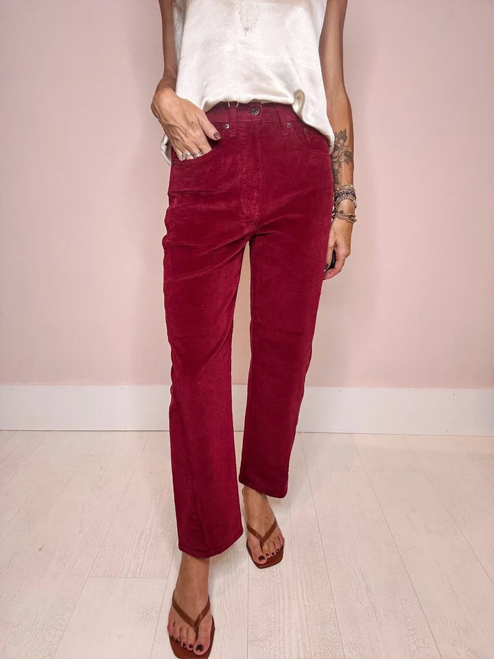 DAZE WESTWARD HIGH RISE BARREL JEAN--MERLOT