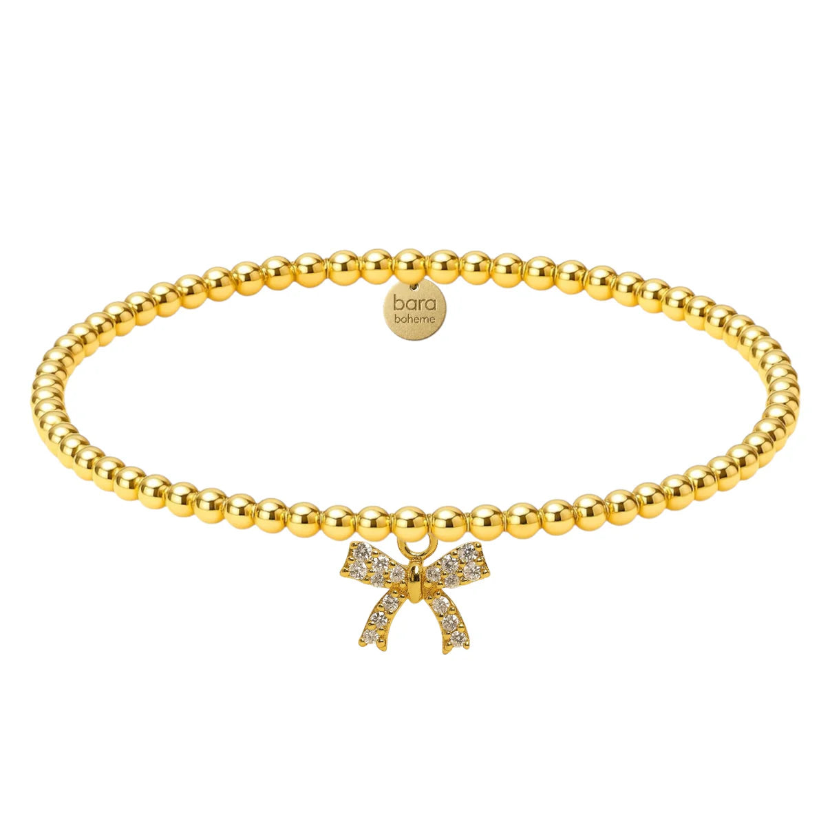 DREAM BOW CHARM GOLD FILLED BEADED BRACELET