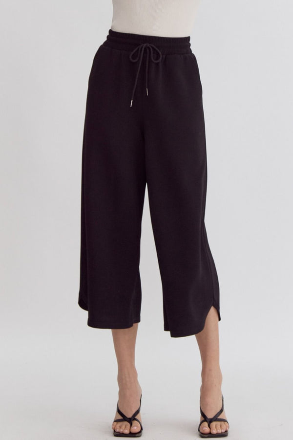 THINK POSITIVE TEXTURED PANTS--BLACK