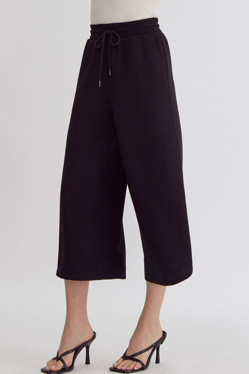 THINK POSITIVE TEXTURED PANTS--BLACK