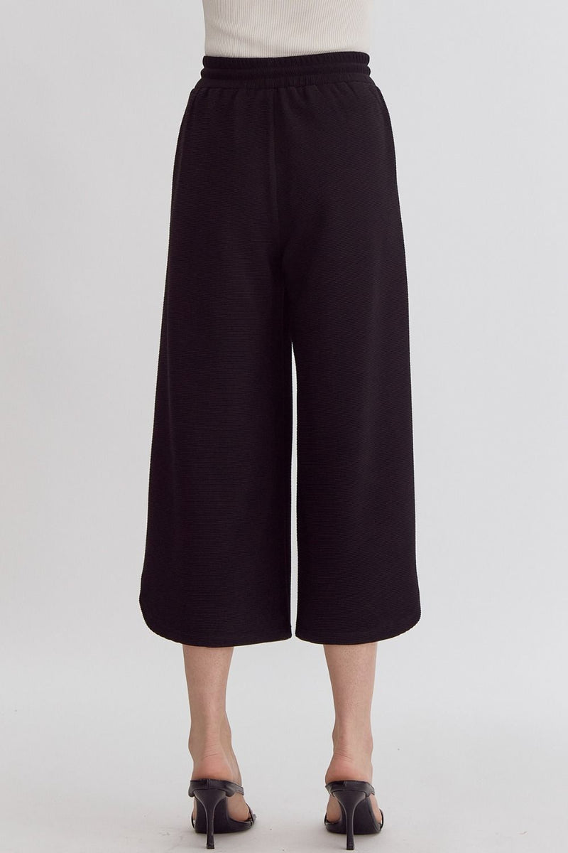 THINK POSITIVE TEXTURED PANTS--BLACK