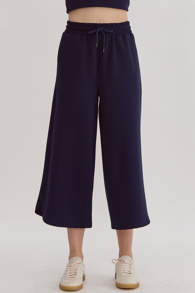 THINK POSITIVE TEXTURED PANTS--NAVY