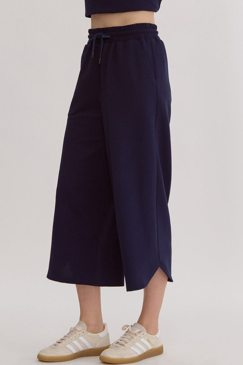 THINK POSITIVE TEXTURED PANTS--NAVY