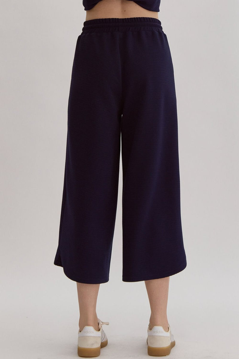 THINK POSITIVE TEXTURED PANTS--NAVY