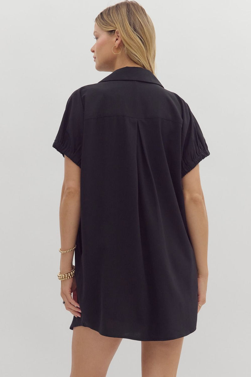 DOLMAN SLEEVE PULLOVER DRESS--BLACK