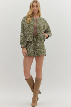 EMBROIDERED JACKET--OLIVE