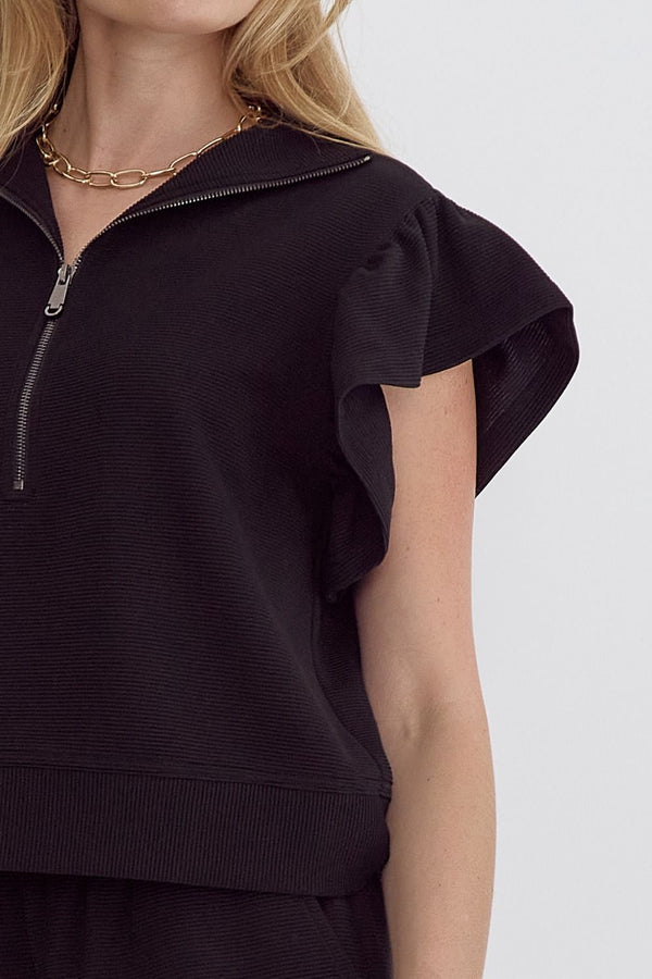 THINK POSITIVE TEXTURED TOP--BLACK